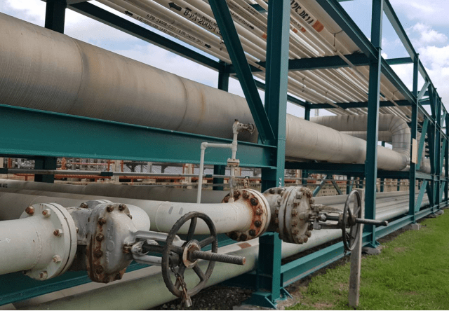 Industrial oil and gas pipeline requiring inspection
